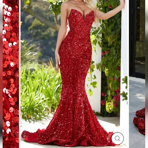 open lace back dress Portia and Scarlett PS24613 Choker Red Carpet Gown
